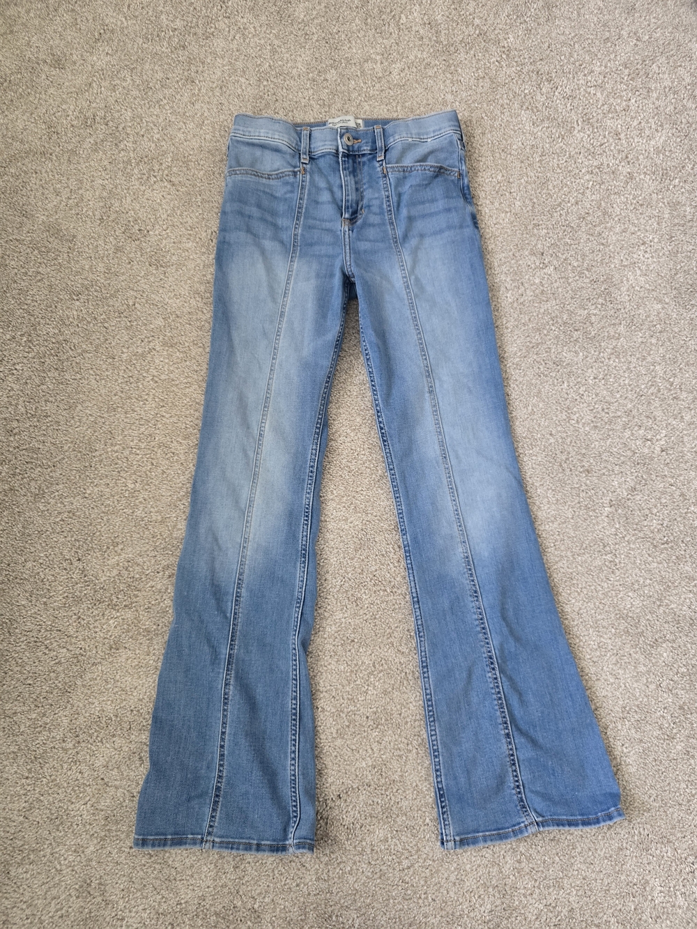 Abercrombie Kids Girls High Rise Flare Blue Flare Jeans Sz 15/16